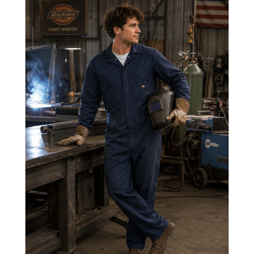 Dickies Coveralls Mens 2XLT Navy Blue Long Sleeve Workwear Jumpsuit GV487DN